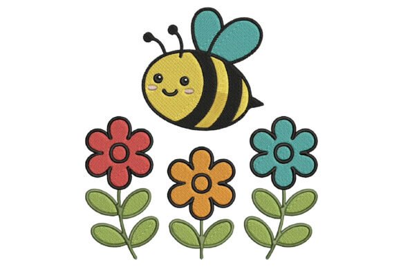 Cute Bee Flowers Embroidery Design Review