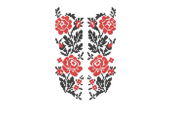 Neckline Cross Stitch Design with Roses
