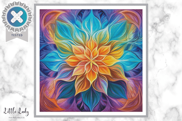 Rainbow Mandala Cross Stitch Pattern for Apparel Projects