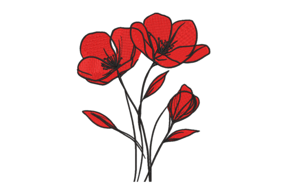Red Sketch Flowers Embroidery Design Review for Craft Fair Success