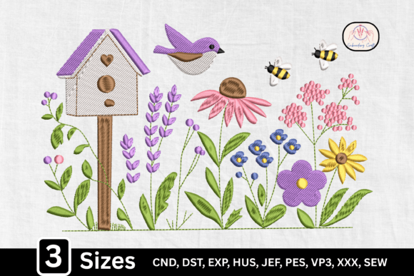 Spring Flowers Bee Birdhouse Embroidery Design Review