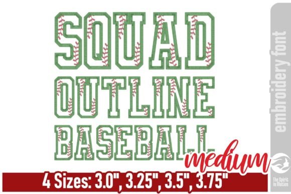 Squad Outline Baseball Font - Medium: A Bold, Sporty Embroidery Design for Personalized Gifts