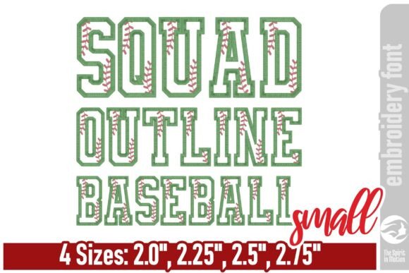 Squad Outline Baseball Font - Small Review for Apparel Embroidery